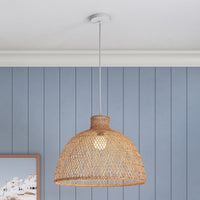 Thumbnail for Natural Hand Woven Bamboo Dome Pendant Lamp Hanging Light Rattan Style