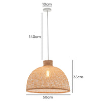 Thumbnail for Natural Hand Woven Bamboo Dome Pendant Lamp Hanging Light Rattan Style