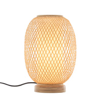 Thumbnail for Natural Woven Bamboo Oval Table Lamp Light Shade Boho Tropical Coastal