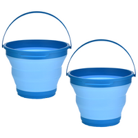 Thumbnail for 2x 7L Foldable Collapsible Silicone Bucket for Home/Hiking/Camping/Fishing -Blue