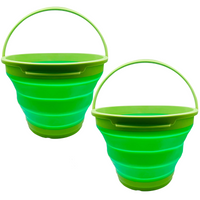 Thumbnail for 2x 7L Foldable Collapsible Silicone Bucket for Hiking/Camping/Fishing - Green