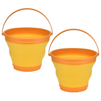 Thumbnail for 2x 7L Foldable Collapsible Silicone Bucket for Hiking/Camping/Fishing - Orange