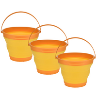 Thumbnail for 3x 7L Foldable Collapsible Silicone Bucket for Hiking/Camping/Fishing - Orange