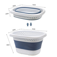 Thumbnail for 28L Foldable Laundry Washing Basket with Handle Collapsible - Grey/White