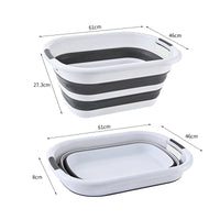 Thumbnail for 40L Collapsible Laundry Basket Washing Clothes w/Handles Bin Foldable - Grey/White