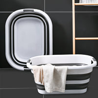 Thumbnail for 40L Collapsible Laundry Basket Washing Clothes w/Handles Bin Foldable - Grey/White