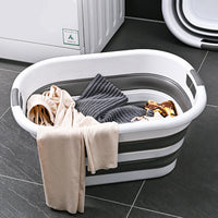 Thumbnail for 40L Collapsible Laundry Basket Washing Clothes w/Handles Bin Foldable - Grey/White