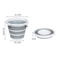 Thumbnail for 10 Litre Foldable Collapsible Bucket Silicone for Home/Hiking/Camping/Fishing - Grey/White