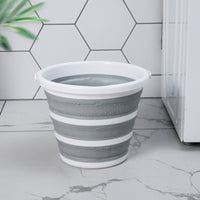 Thumbnail for 10 Litre Foldable Collapsible Bucket Silicone for Home/Hiking/Camping/Fishing - Grey/White