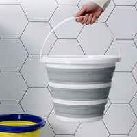 Thumbnail for 10 Litre Foldable Collapsible Bucket Silicone for Home/Hiking/Camping/Fishing - Grey/White