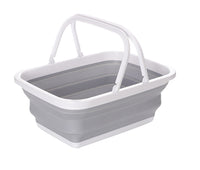 Thumbnail for 9L Collapsible Laundry Basket Washing Clothes w/Handles Bin Foldable - Grey/White