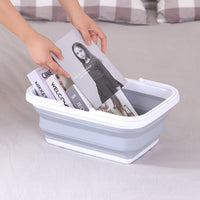 Thumbnail for 9L Collapsible Laundry Basket Washing Clothes w/Handles Bin Foldable - Grey/White