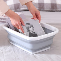 Thumbnail for 9L Collapsible Laundry Basket Washing Clothes w/Handles Bin Foldable - Grey/White