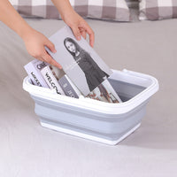 Thumbnail for 2x 9L Collapsible Laundry Folding Basket Wash Clothes w Handles Bin - Grey/White