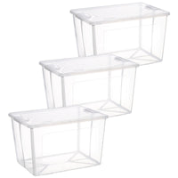 Thumbnail for 3x 37 Litre Modular Clear Foldable Storage Box with Lid Plastic Tub Collapsible