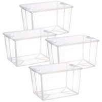 Thumbnail for 4x 37 Litre Modular Clear Foldable Storage Box with Lid Plastic Tub Collapsible