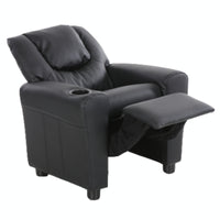 Thumbnail for Oliver Kids Recliner Chair Sofa Children Lounge Couch PU Armchair - Black