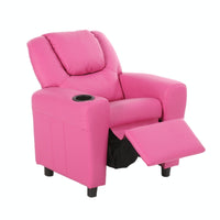 Thumbnail for Oliver Kids Recliner Chair Sofa Children Lounge Couch PU Armchair - Pink