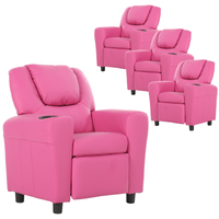 Thumbnail for Set of 4 Oliver Kids Recliner Chair Sofa Children Lounge Couch PU Armchair Pink