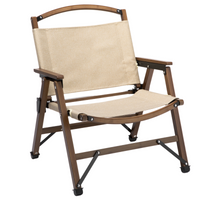 Thumbnail for Bamboo Canvas Foldable Outdoor Camping Chair Wooden Travel Picnic Park - Khaki/Beige