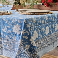 Thumbnail for Rectangle Tablecloth Table Cover Flower Pattern Dining Table Cloth - Blue Bellflower