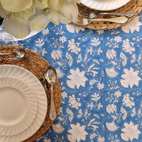 Thumbnail for Rectangle Tablecloth Table Cover Flower Pattern Dining Table Cloth - Blue Bellflower