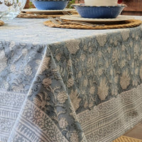 Thumbnail for Rectangle Tablecloth Table Cover Flower Pattern Dining Table Cloth - Hamptons Blue