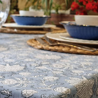 Thumbnail for Rectangle Tablecloth Table Cover Flower Pattern Dining Table Cloth - Hamptons Blue