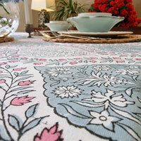 Thumbnail for Rectangle Square Tablecloth Table Cover Flower Pattern Dining Table Cloth - Blue