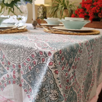 Thumbnail for Rectangle Square Tablecloth Table Cover Flower Pattern Dining Table Cloth - Blue