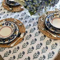 Thumbnail for Kolka Rectangle Square Tablecloth Table Cover Flower Pattern Dining Table Cloth - Grey