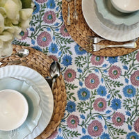 Thumbnail for Kolka Kumudani Hand Block-Printed Tablecloth - Pink