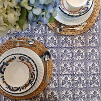 Thumbnail for Kolka Lotus Handle Block-Printed Simple Dining Table Tablecloth - Grey