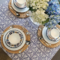 Thumbnail for Kolka Lotus Handle Block-Printed Simple Dining Table Tablecloth - Grey