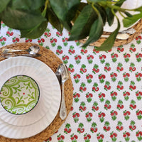 Thumbnail for Kolka Mistletoe Hand Block-Printed & Screen Printed Textiles Tablecloth - Red