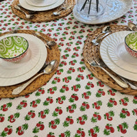 Thumbnail for Kolka Mistletoe Hand Block-Printed & Screen Printed Textiles Tablecloth - Red