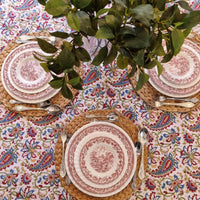 Thumbnail for Kolka Indian Paisley Hand Made Block-Printed Tablecloth - Ruby