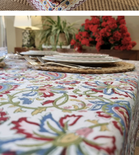 Thumbnail for Kolka Indian Paisley Hand Made Block-Printed Tablecloth - Ruby
