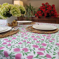 Thumbnail for Rectangle Square Tablecloth Table Cover Flower Pattern Dining Table Cloth - Pink