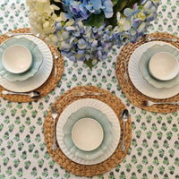 Thumbnail for Kolka Rosemary Hand Block-Printed Cotton Tablecloth - Green