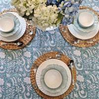 Thumbnail for Kolka Poppy Hand Block-Printed and Screen-Printed Textiles Tablecloth - Blue