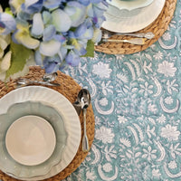 Thumbnail for Kolka Poppy Hand Block-Printed and Screen-Printed Textiles Tablecloth - Blue