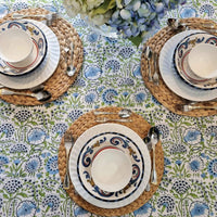 Thumbnail for Kolka Senetti Hand Block-Printed & Sreen-Printed Textiles Tablecloth - Green