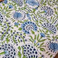Thumbnail for Kolka Senetti Hand Block-Printed & Sreen-Printed Textiles Tablecloth - Green