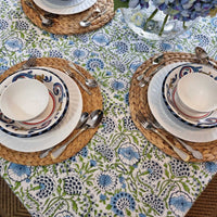 Thumbnail for Kolka Senetti Hand Block-Printed & Sreen-Printed Textiles Tablecloth - Green