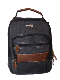 Thumbnail for FIB Canvas Sling Bag Shoulder Strap Messenger Travel Pack w Tablet Pocket - Black