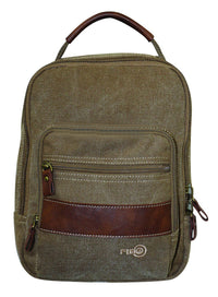 Thumbnail for FIB Canvas Sling Bag Shoulder Strap Messenger Travel Pack w Tablet Pocket - Khaki