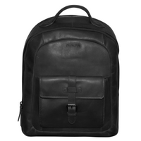 Thumbnail for Futura Mens Leather Laptop Backpack School Shoulder Bag Front Pocket - Black