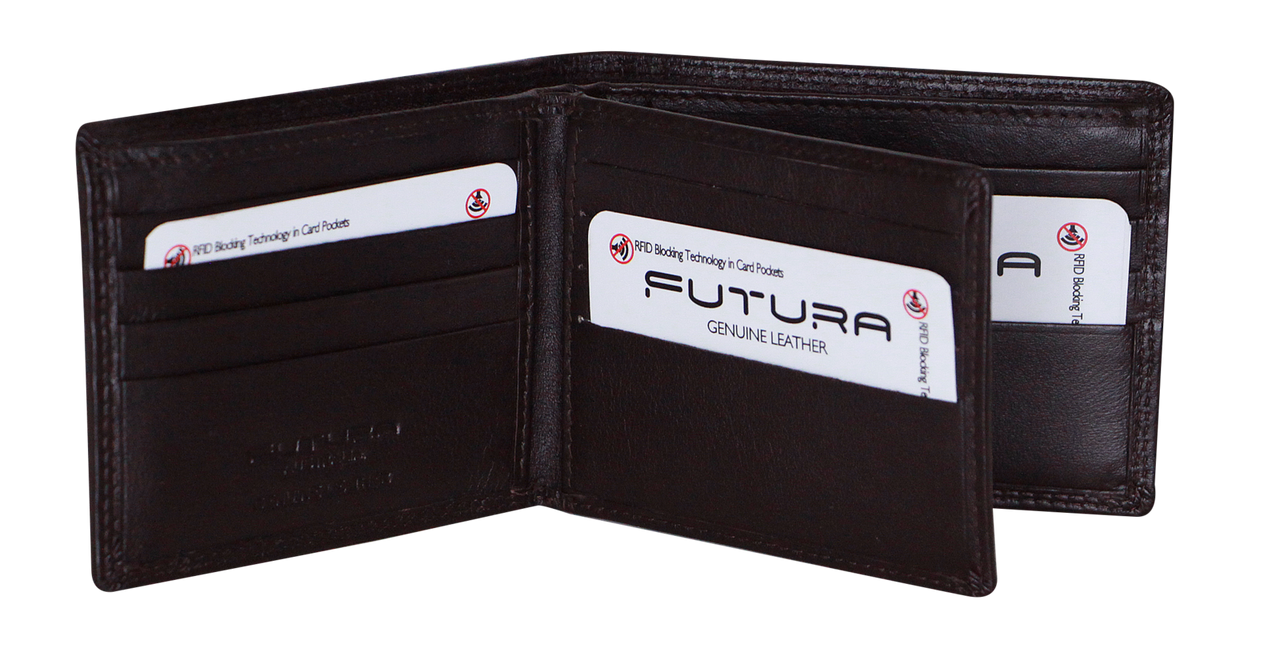 Futura Mens Harrison RFID Genuine Leather Wallet - Brown