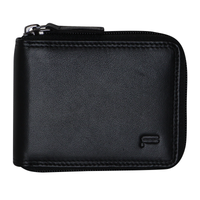 Thumbnail for Futura Mens Zip Around Leather Wallet RFID Gift - Black